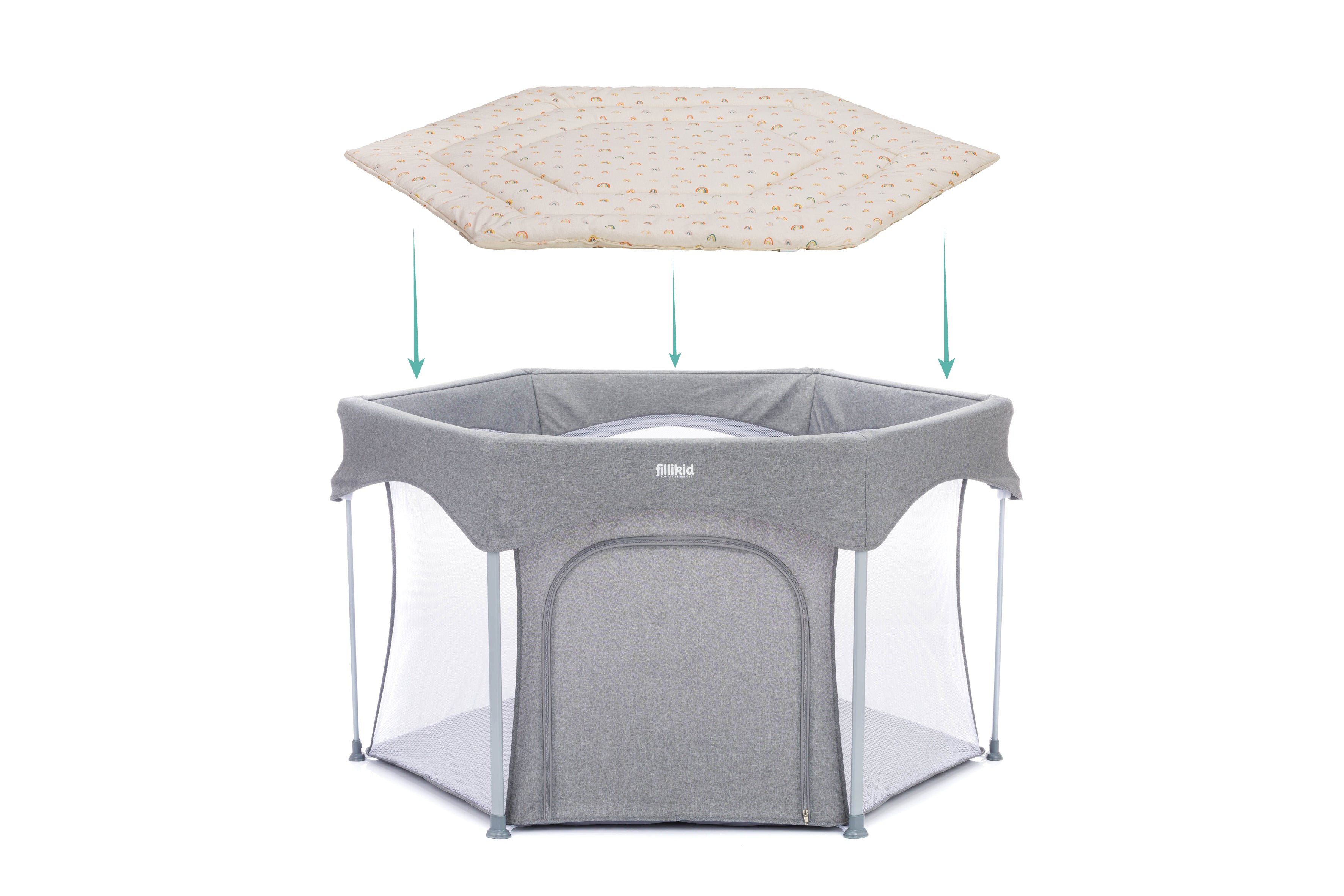 Fillikid Laufgittereinlage 6-ecker Jersey - rainbow beige