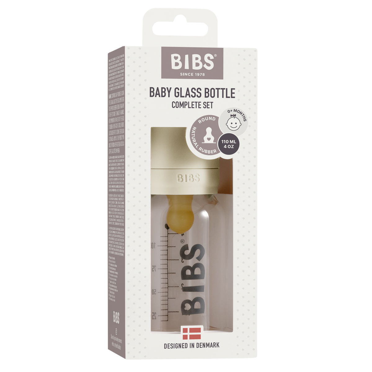 BIBS Baby Glass Bottle Complete Set Latex 110ml
