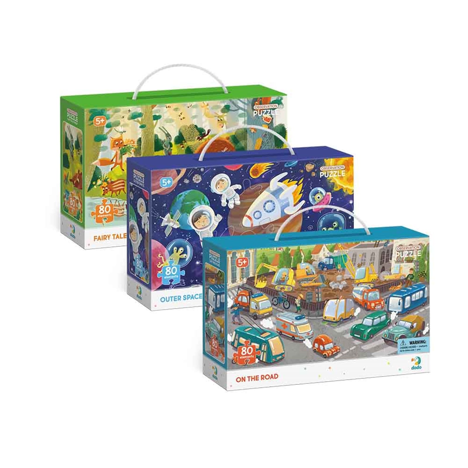 DODO Beobachtungspuzzle 3er Set je 80 Teile, 5J+