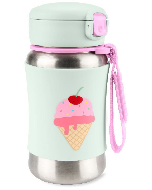 Skip Hop Spark Style Sportflasche aus Edelstahl mit Strohhalm