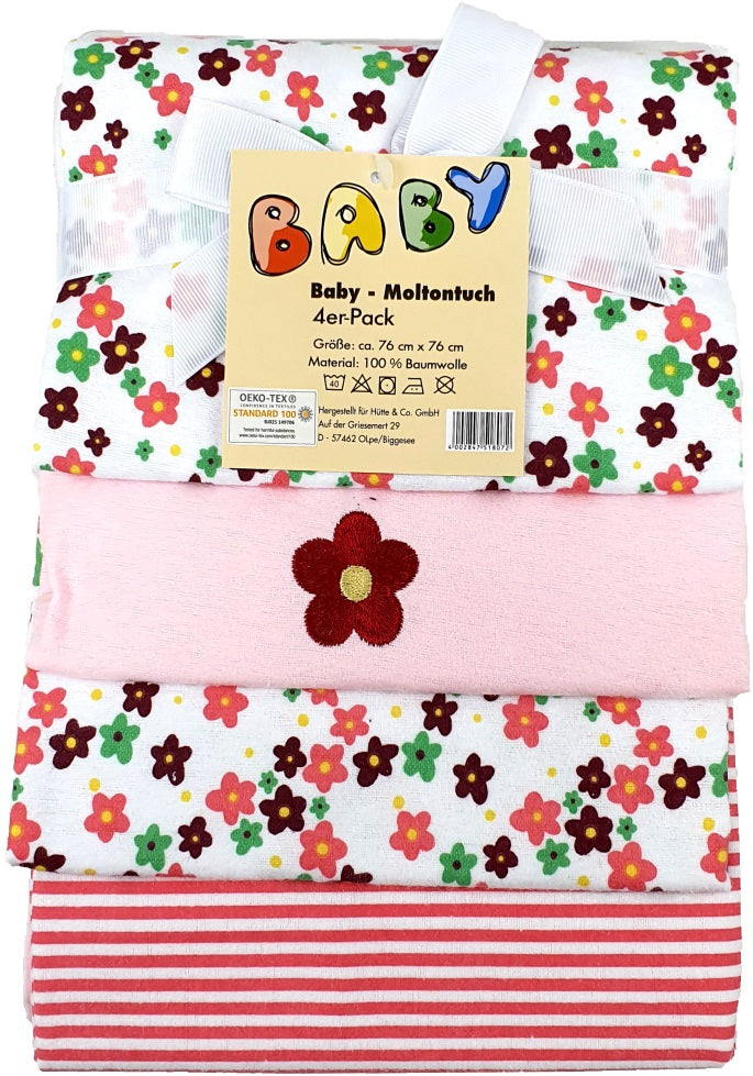 Baby-Moltontuch 4er Pack Flower