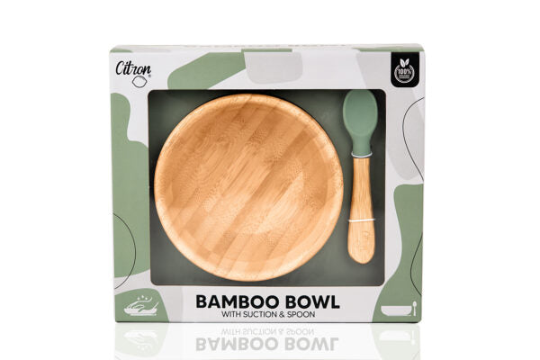 Citron Bamboo Bowl + Löffel mit Saugnapf - Grün