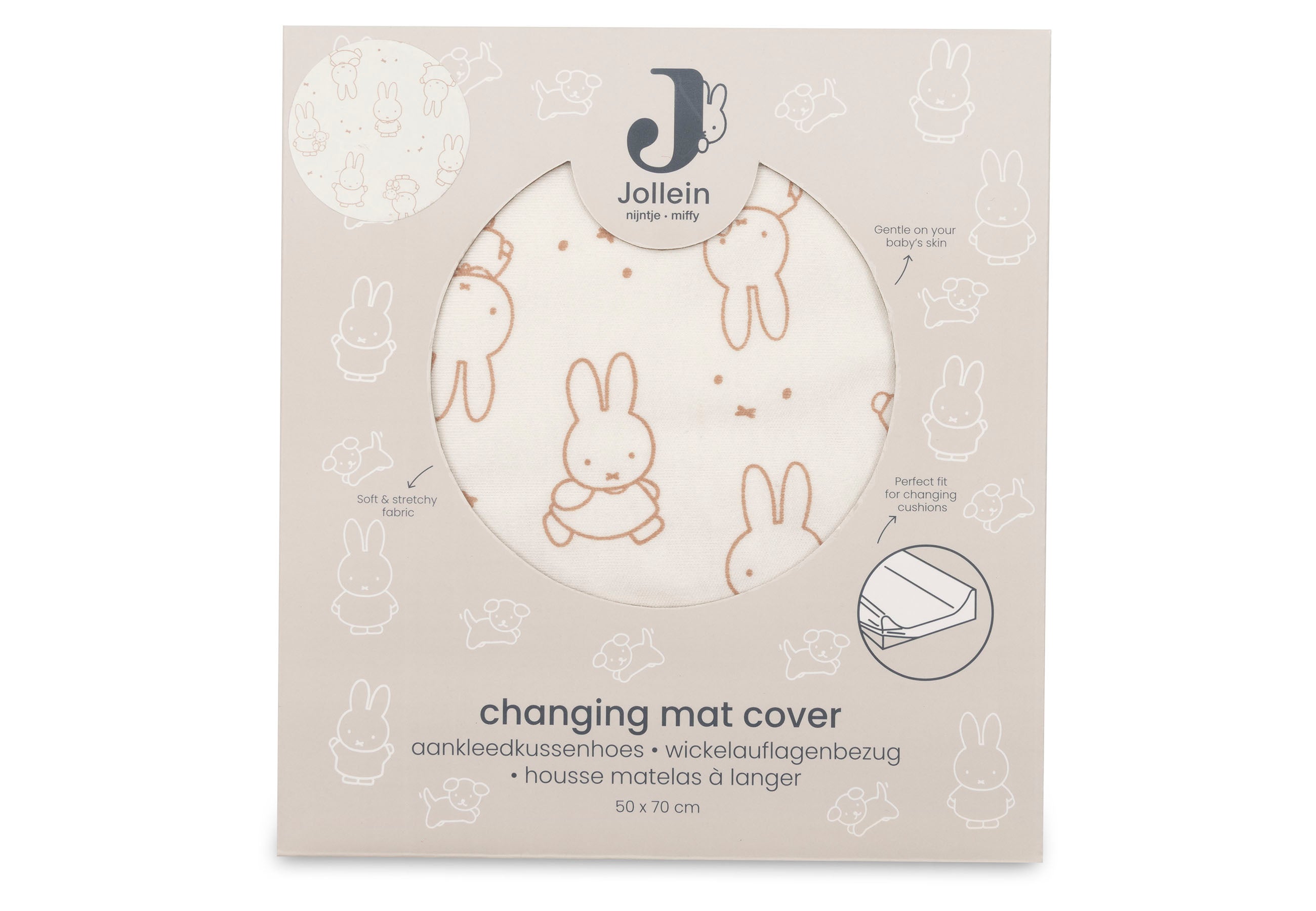 Jollein Wickelauflagenbezug Jersey - Miffy Moments Light Terra