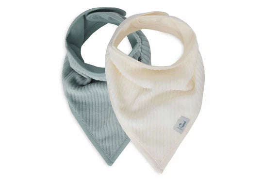 Jollein Bandana/Dreieckstuch 2er Pack Velvet Rib Sea Green/Ivory