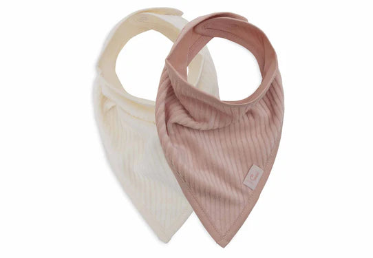 Jollein Bandana/Dreieckstuch 2er Pack Velvet Rib Wild Rose/Ivory
