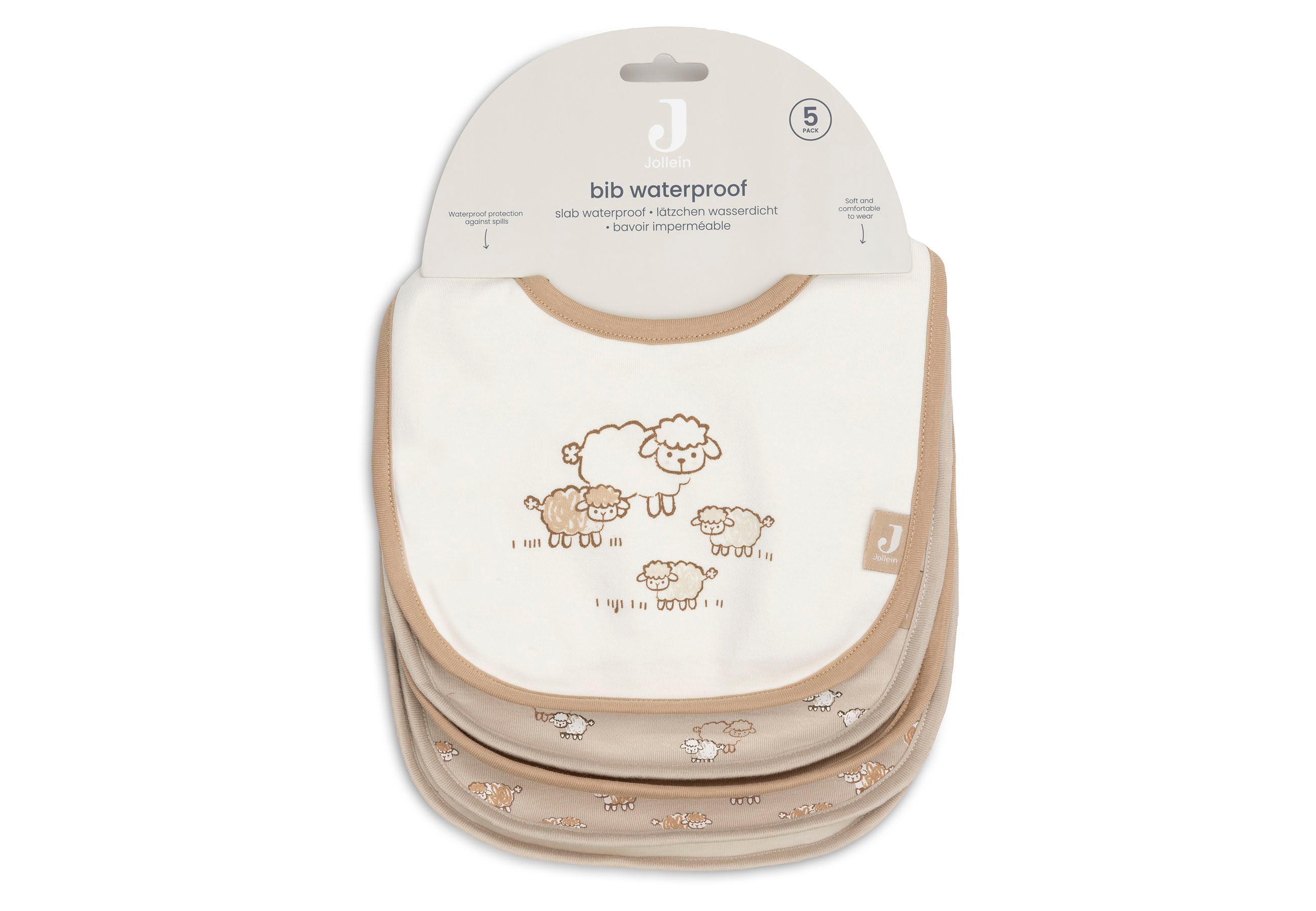 Jollein Lätzchen Jersey Wasserdicht Woolly - 5 Stück
