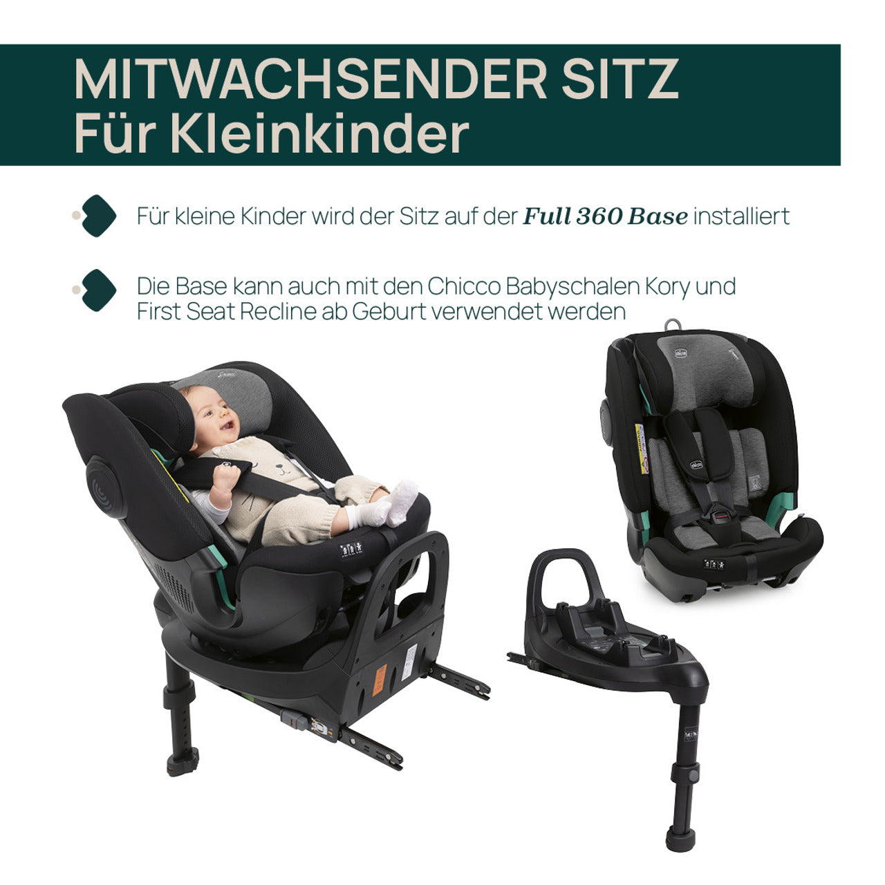 Chicco FullSeat 360 i-Size with Base - Black Satin (61-150 cm)