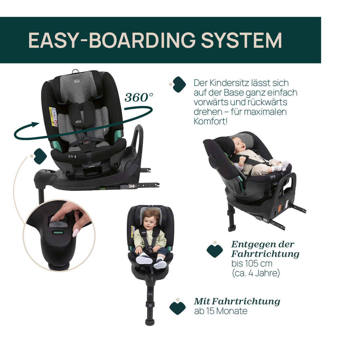 Chicco FullSeat 360 i-Size with Base - Black Satin (61-150 cm)