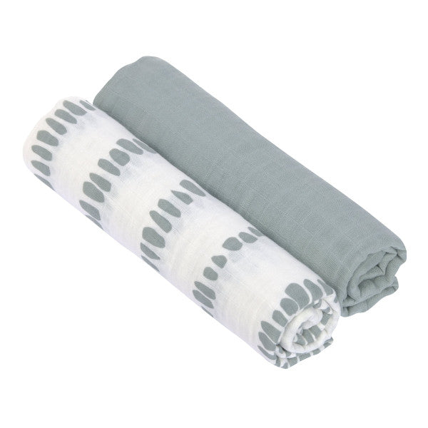 Lässig Swaddle & Burp Blankets XL Storkes Silbergrau