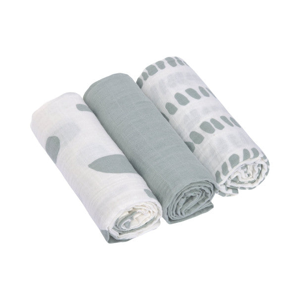 Lässig Swaddle &amp; Burp Blankets M Storkes Silbergrau