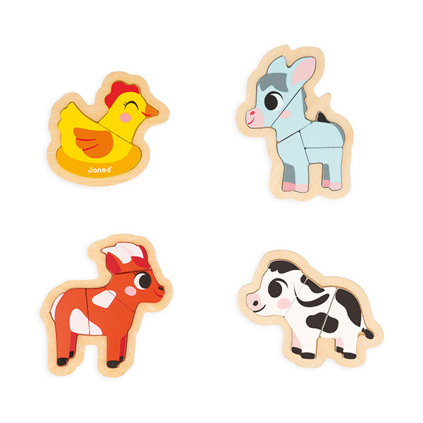 Janod 4 Puzzles Tiere