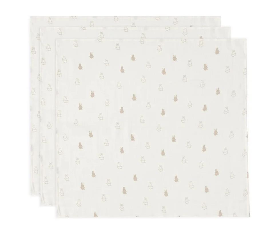 Jollein Spucktuch Hydrophill 70x70cm 3er Pack Happy Miffy Nougat