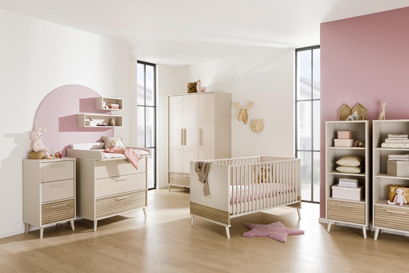 PAIDI Eefje Kinderzimmer 3-teilig mit Wickelaufsatz schmal, 2-türiger Schrank
