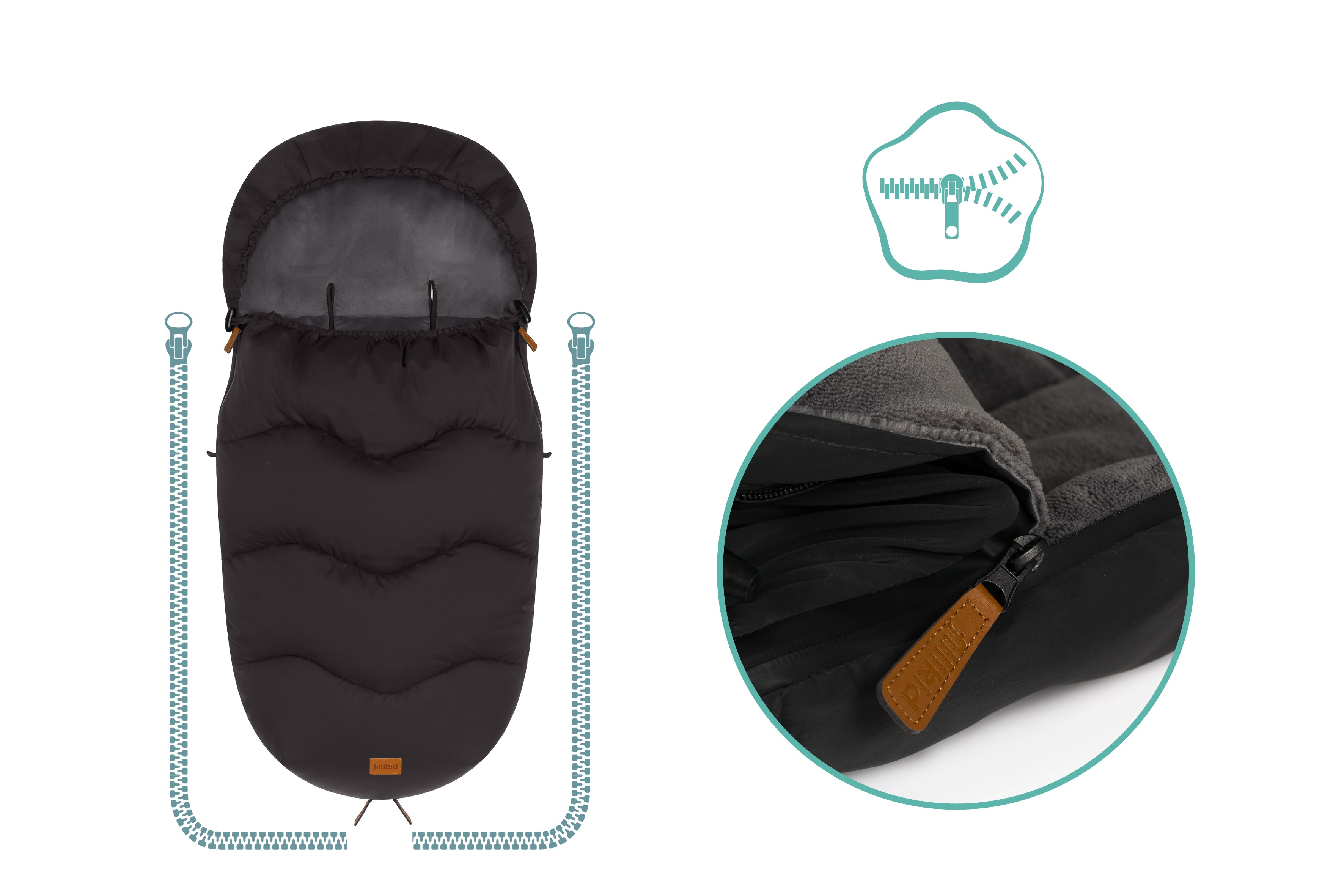 Fillikid Winterfusssack Ogre Reflect schwarz