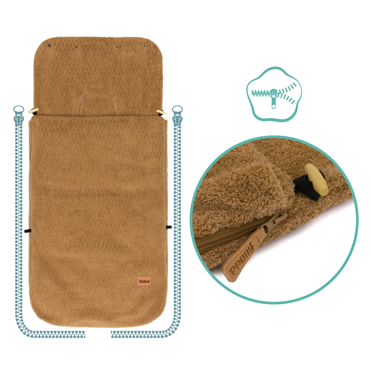 Fillikid Winterfusssack Elias Teddyplüsch braun