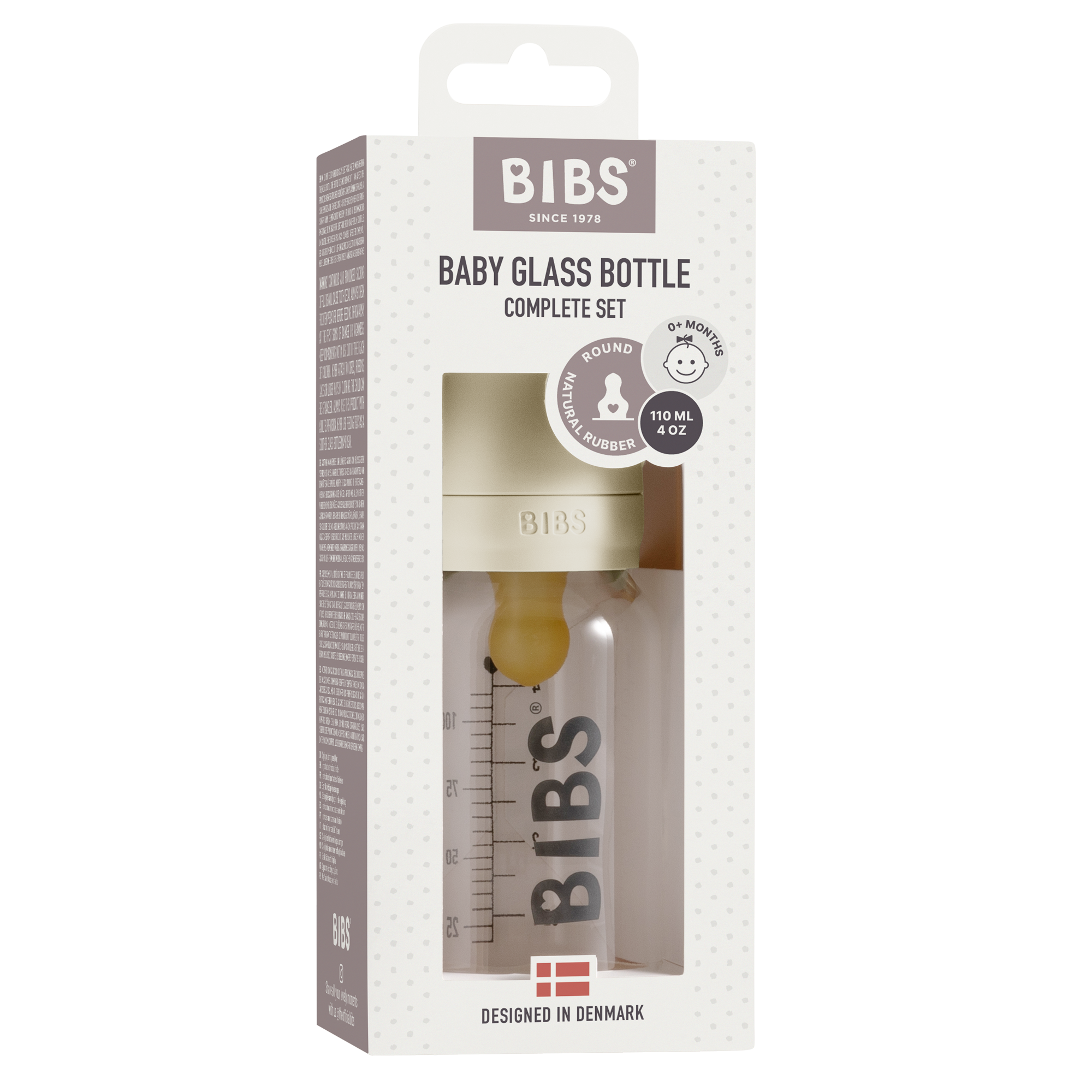 BIBS Baby Glass Bottle Complete Set Latex 110ml