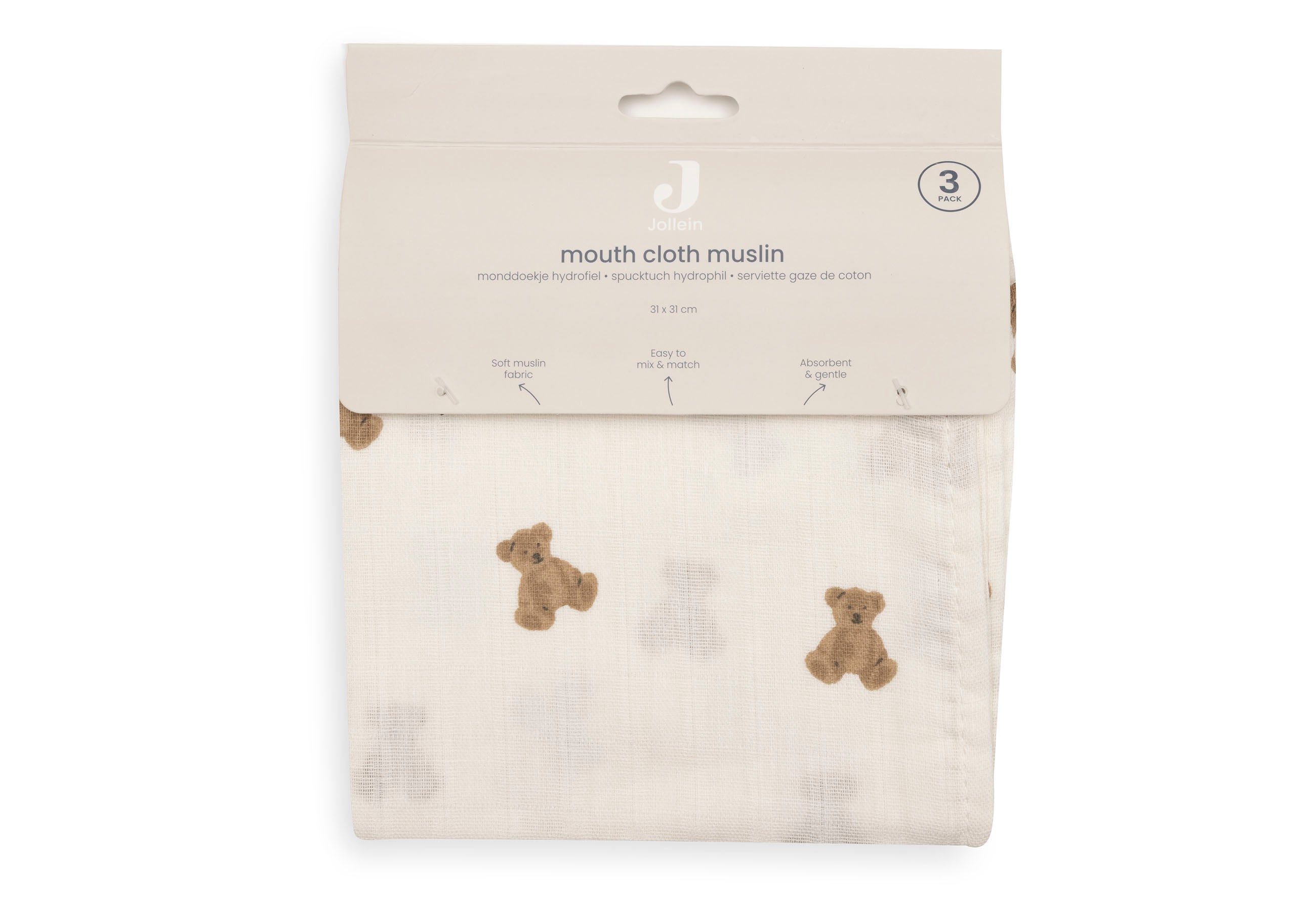 Jollein Spucktücher Hydrophil 31 x 31 cm 3er Pack