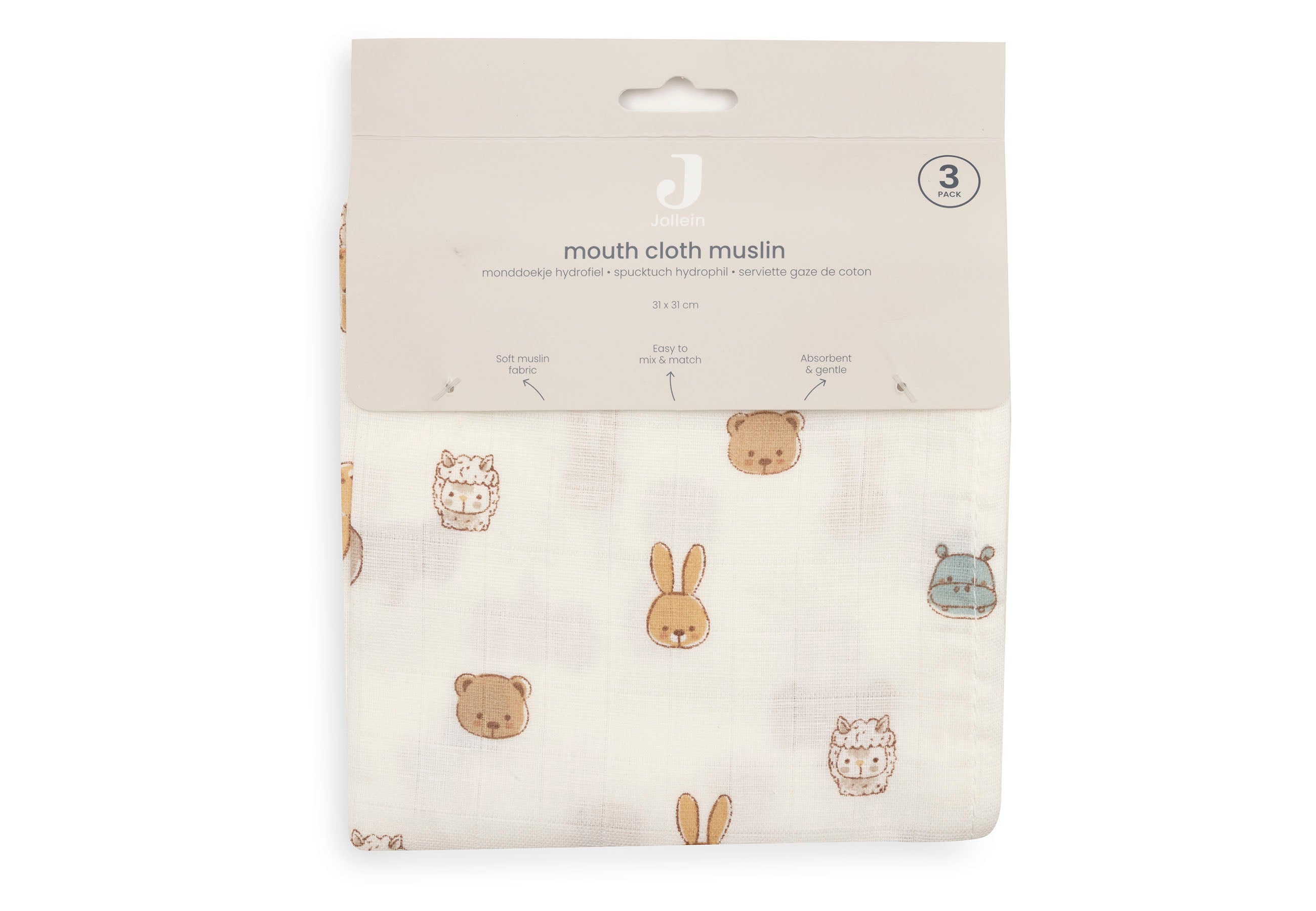 Jollein Spucktücher Hydrophil 31 x 31 cm 3er Pack