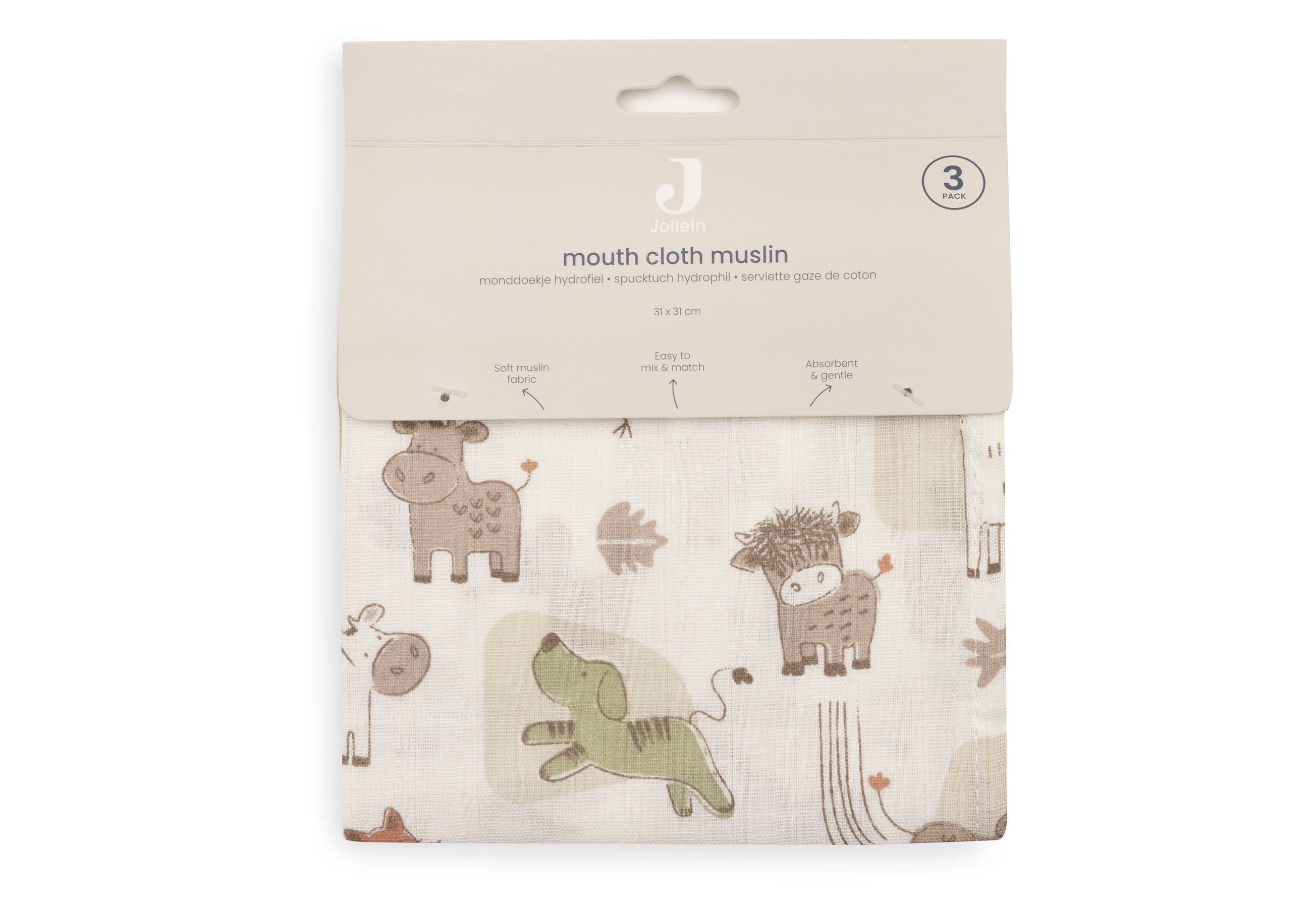 Jollein Spucktücher Hydrophil 31 x 31 cm 3er Pack