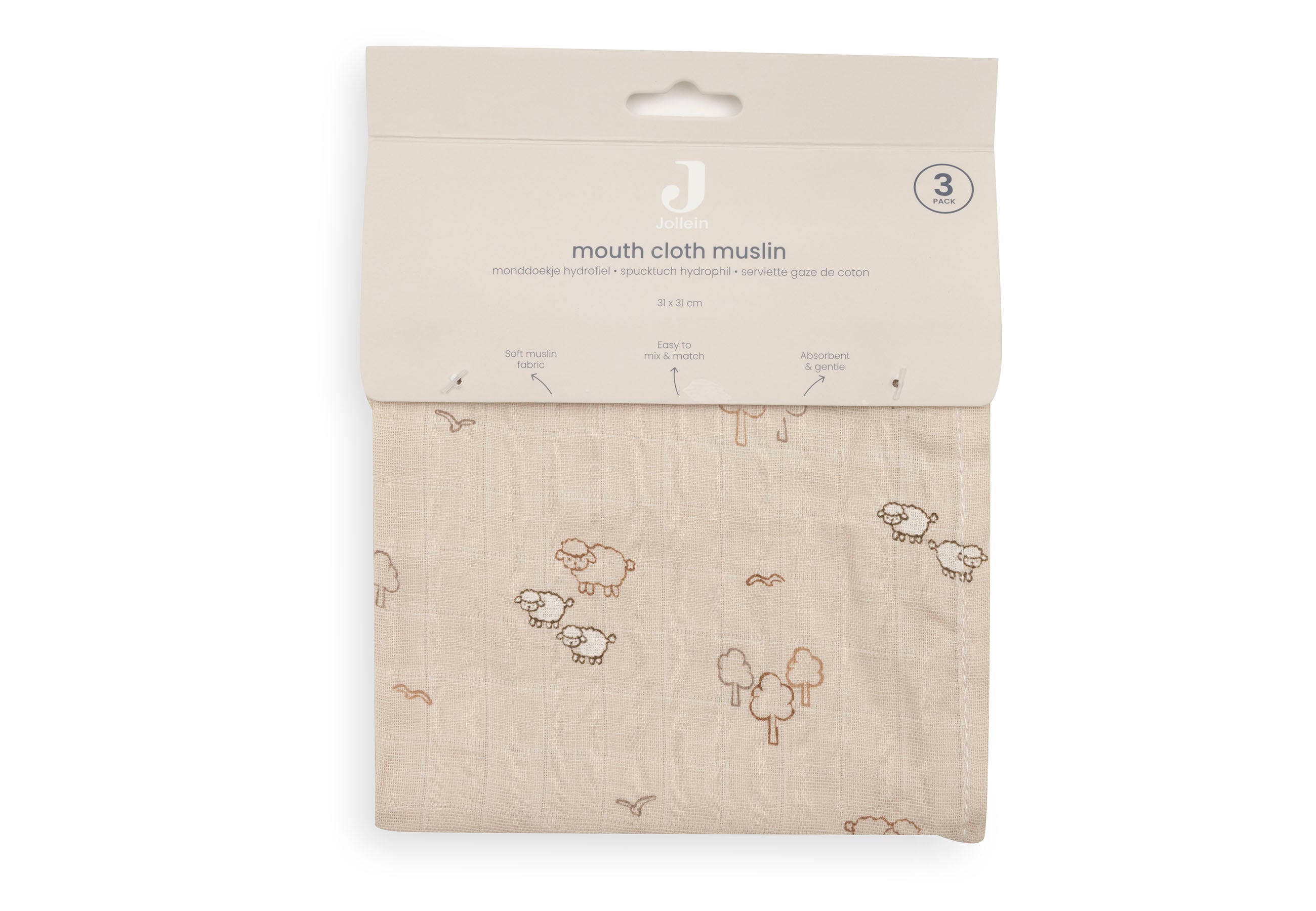 Jollein Spucktücher Hydrophil 31 x 31 cm 3er Pack