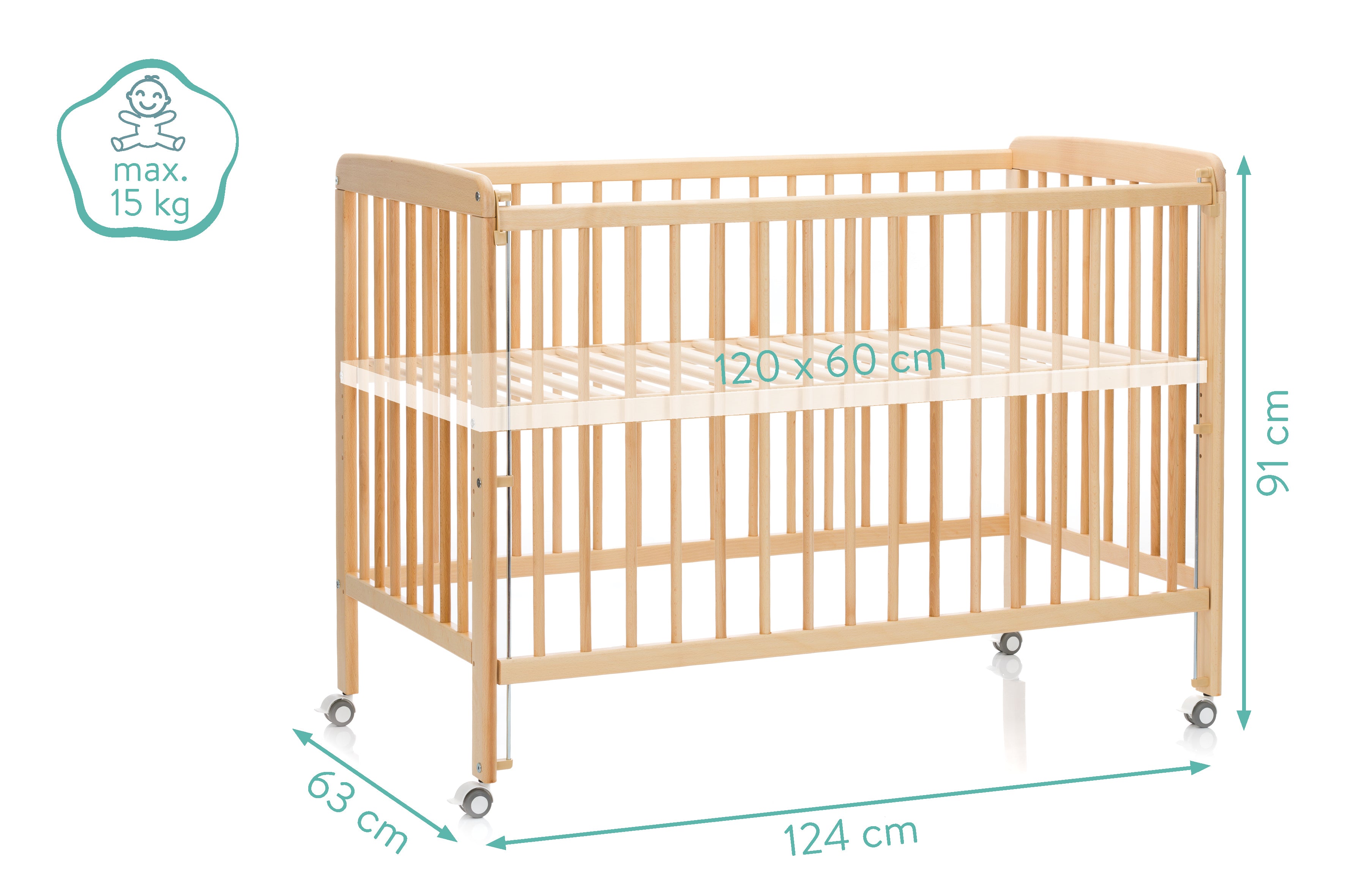 Beistellgitterbett Nena 60x120cm