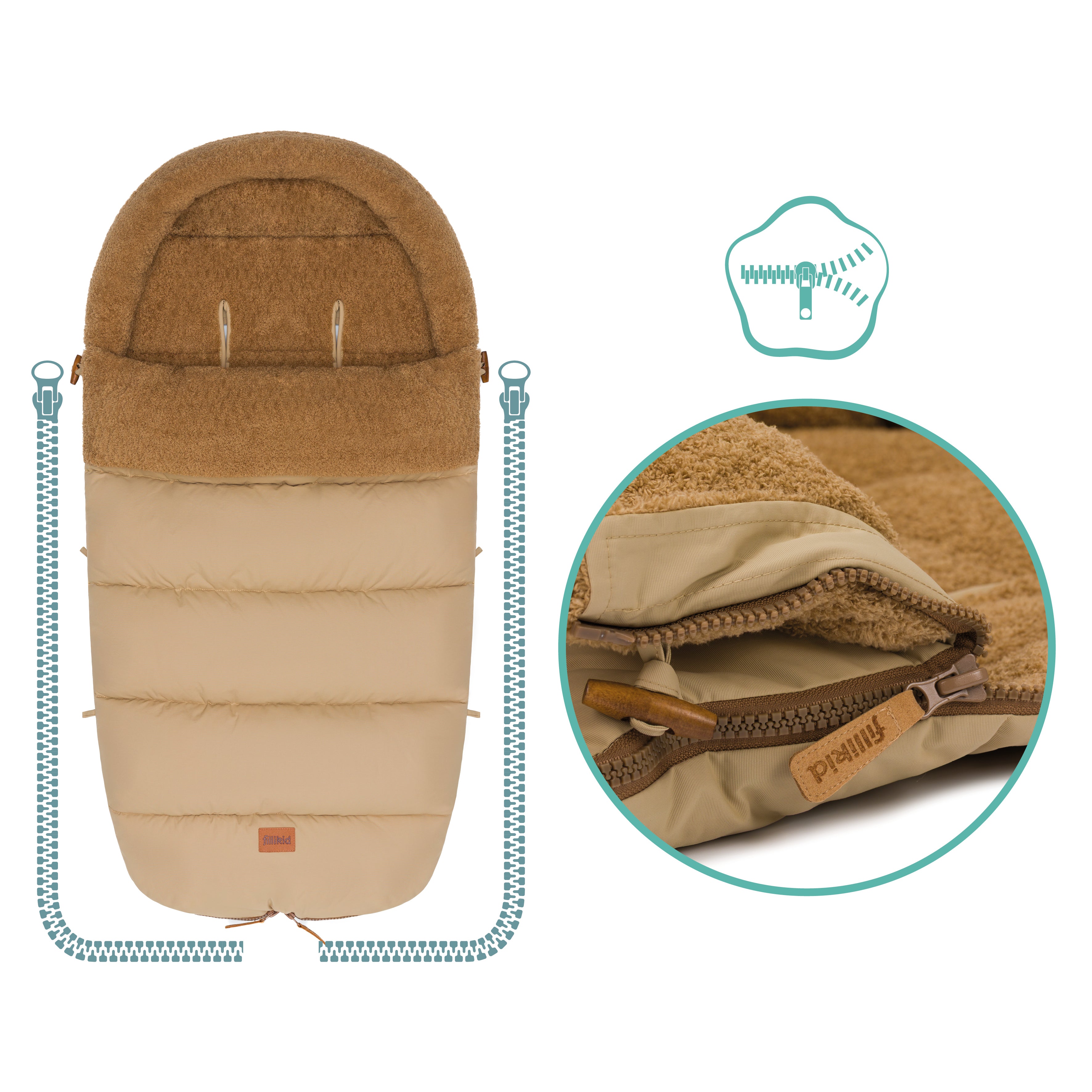 Fillikid Winterfusssack Atlas Teddy natur