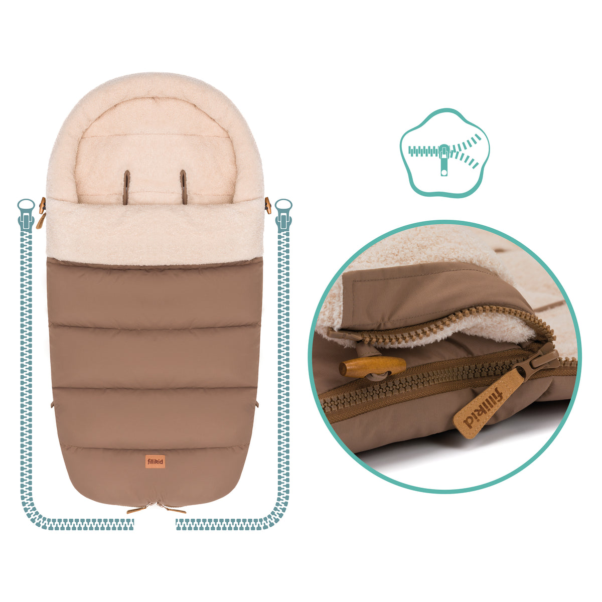 Fillikid Winterfusssack Atlas Teddy taupe