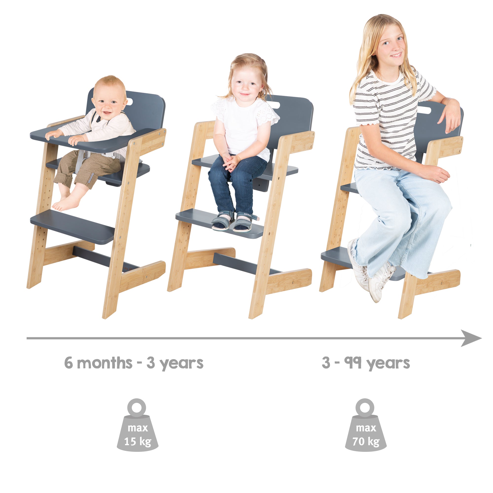 Roba Hochstuhl Nature up - Bambus & Anthrazit