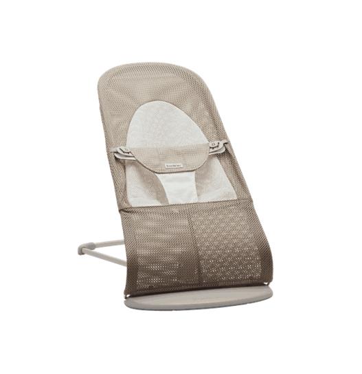 BabyBjörn Babywippe Balance Soft Mesh grau-beige/weiss Rahmen hellgrau