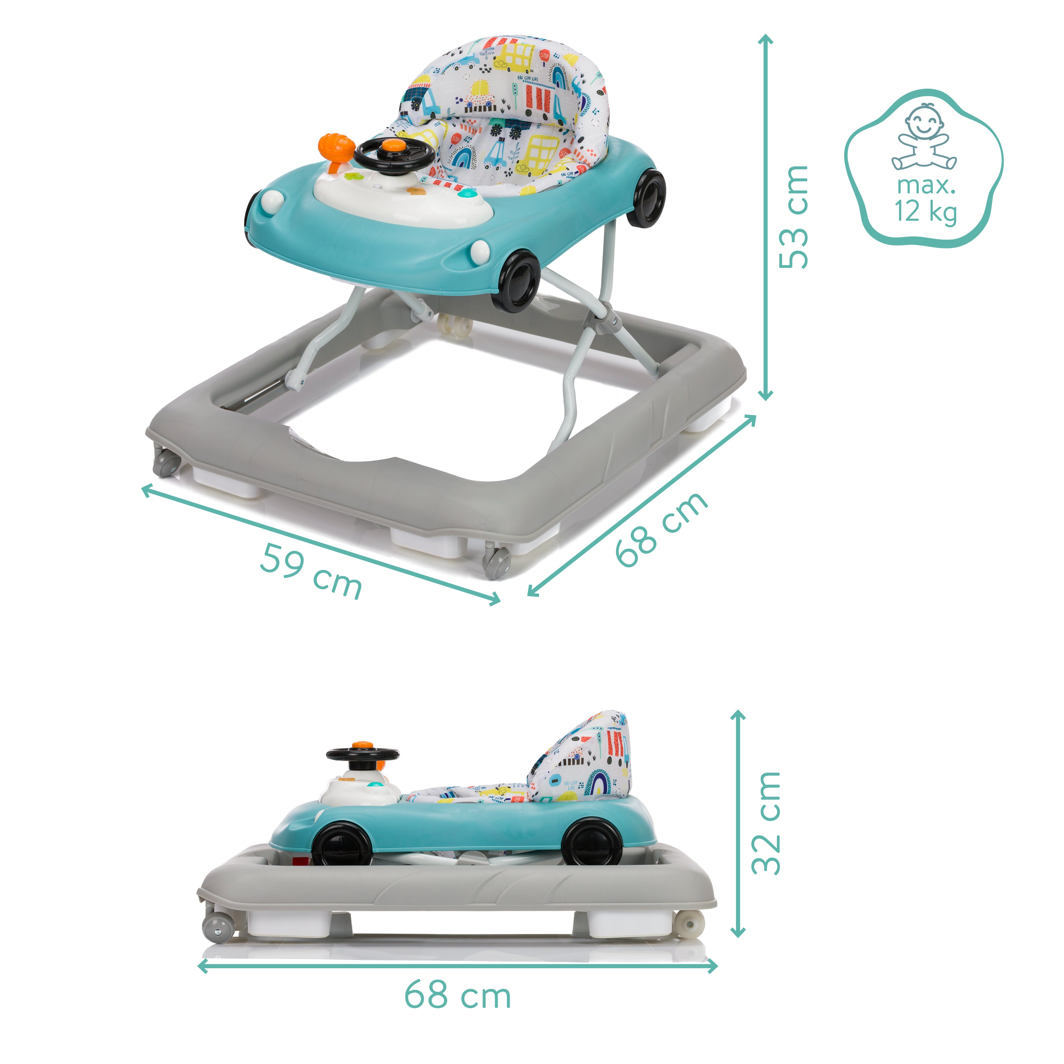 Fillikid Lauflerngerät Car grau/ blau