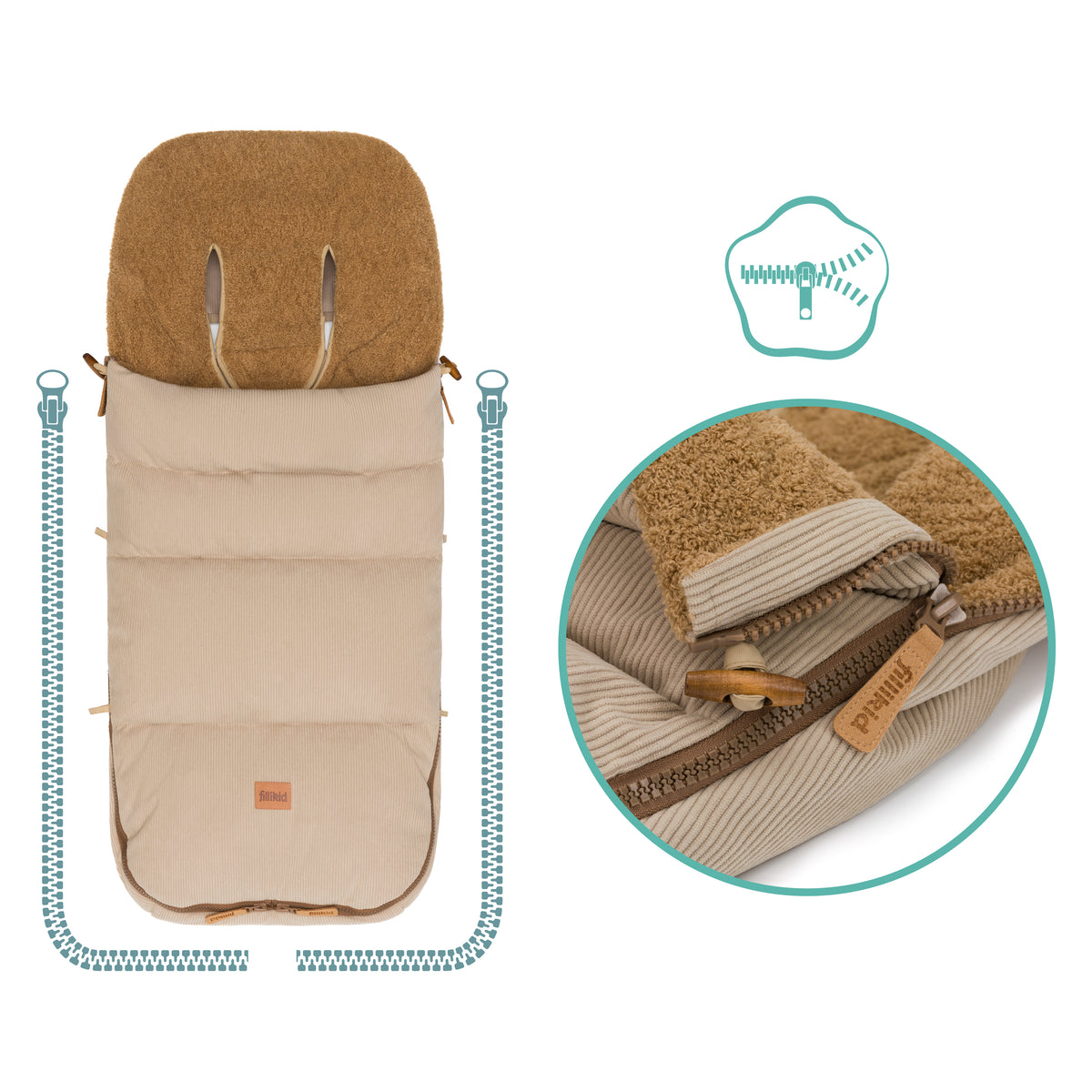 Fillikid Winterfusssack Kinley Cord natur