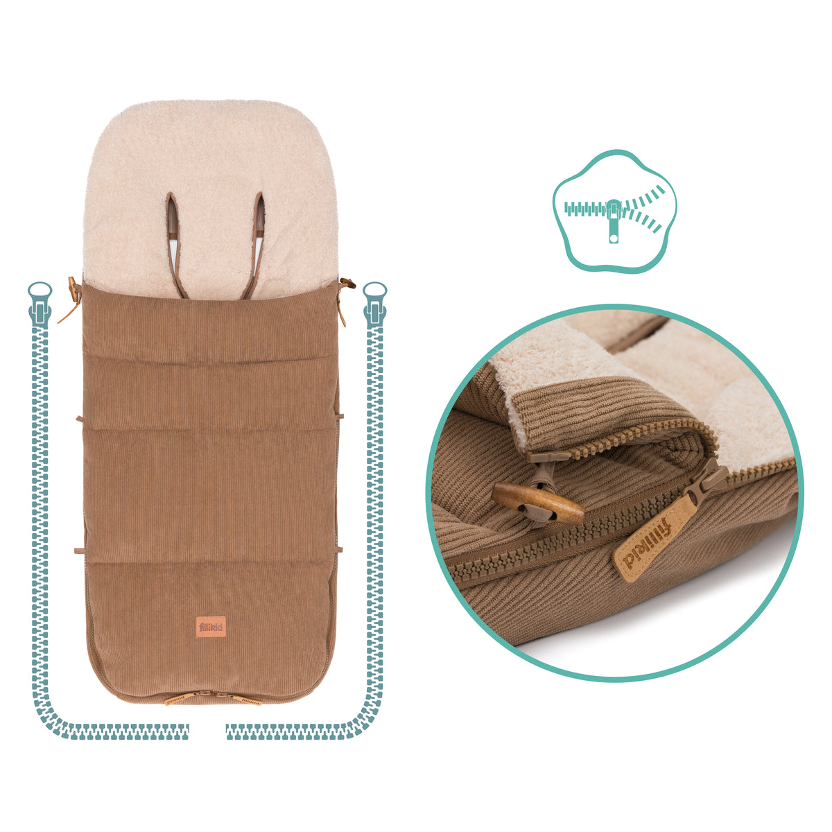 Fillikid Winterfusssack Kinley Cord taupe