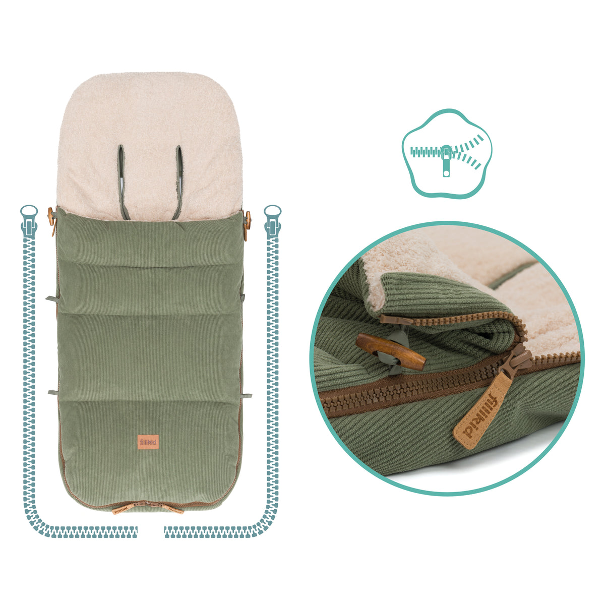 Fillikid Winterfusssack Kinley Cord salbei