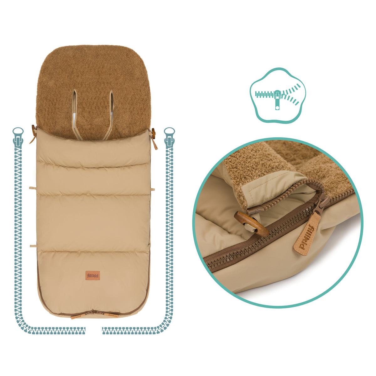 Fillikid Winterfusssack Kinley Teddy natur