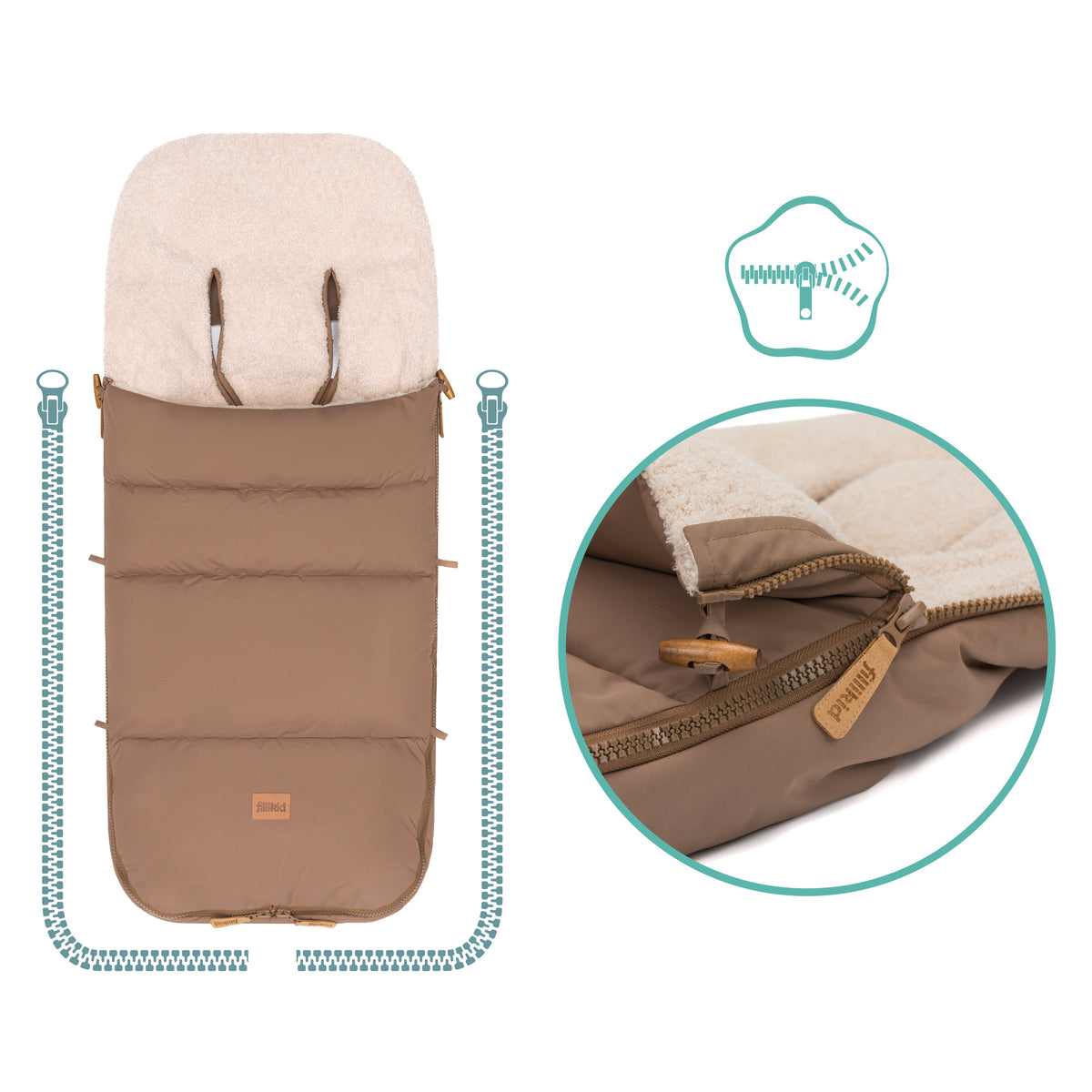 Fillikid Winterfusssack Kinley Teddy taupe