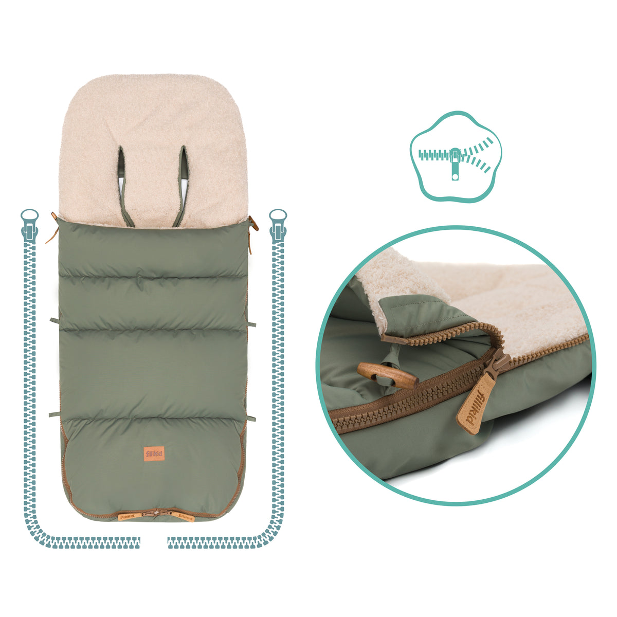 Fillikid Winterfusssack Kinley Teddy salbei