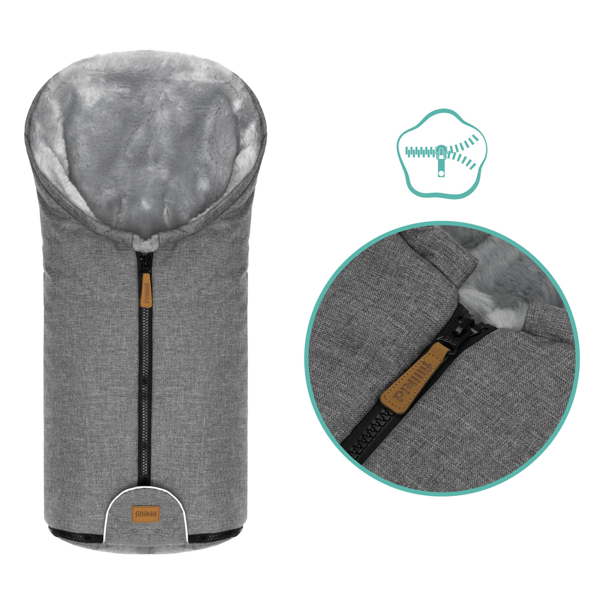 Fillikid Winterfusssack Lammfell Gr. 0 Pamir Alpina grau
