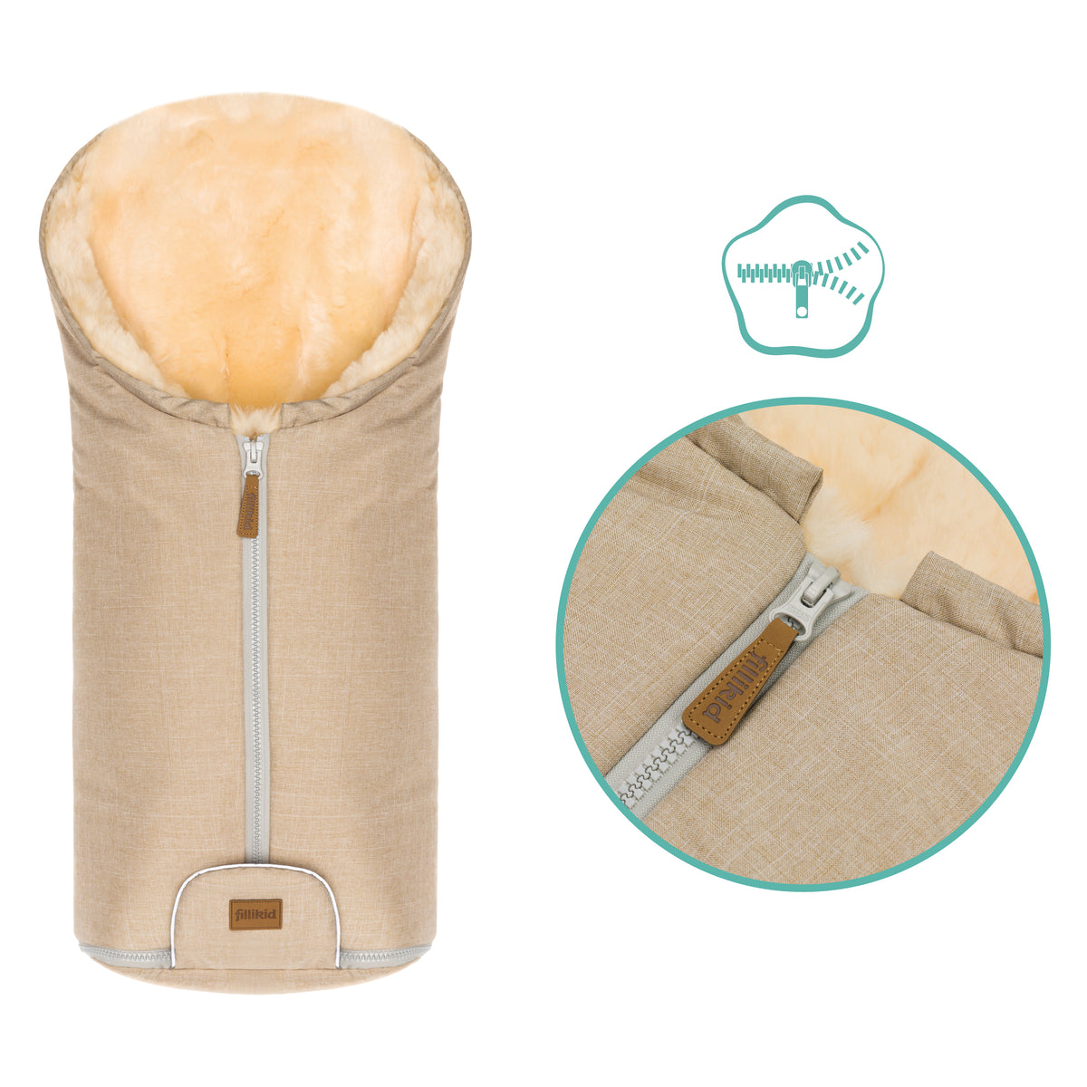 Fillikid Winterfusssack Lammfell Gr. 0 St.Moritz beige