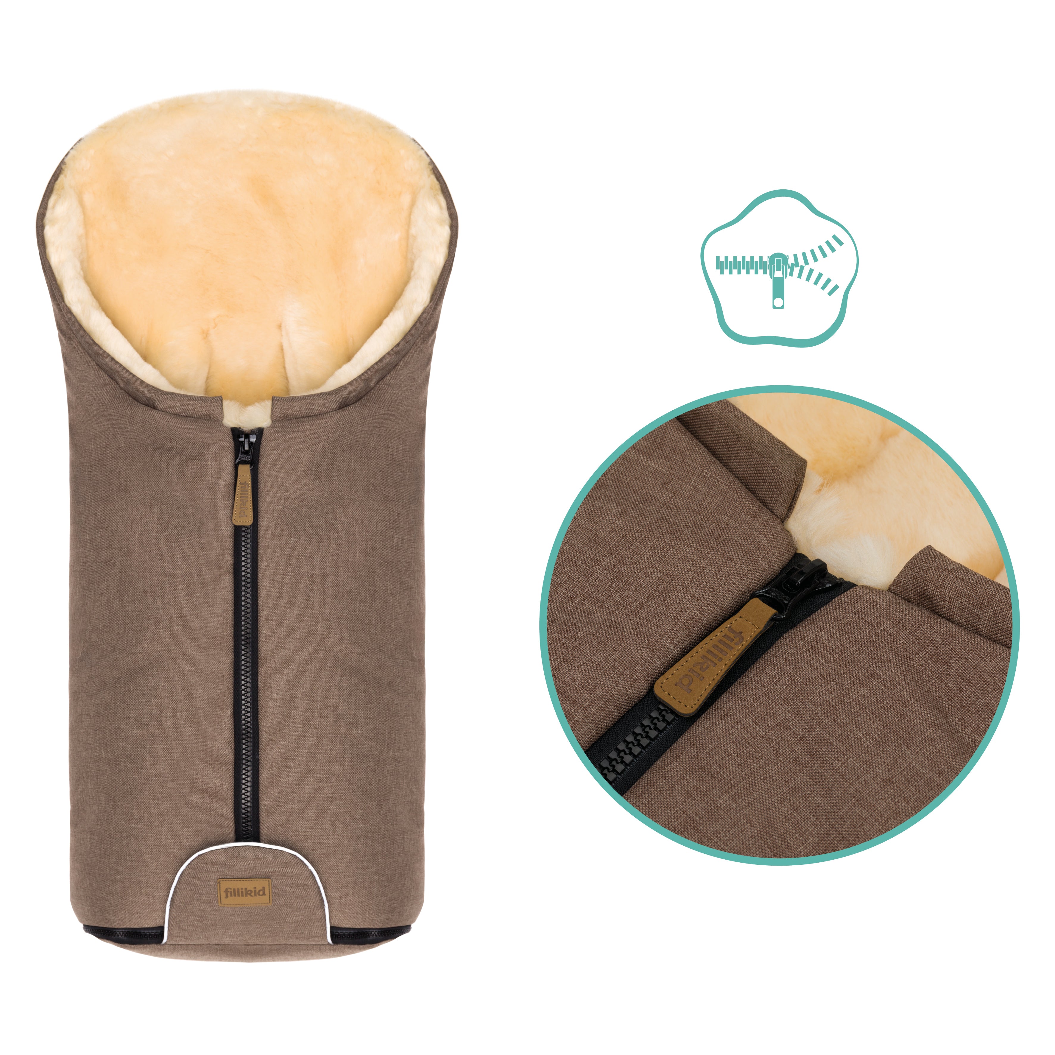 Fillikid Winterfusssack Lammfell Gr. 0 St.Moritz braun