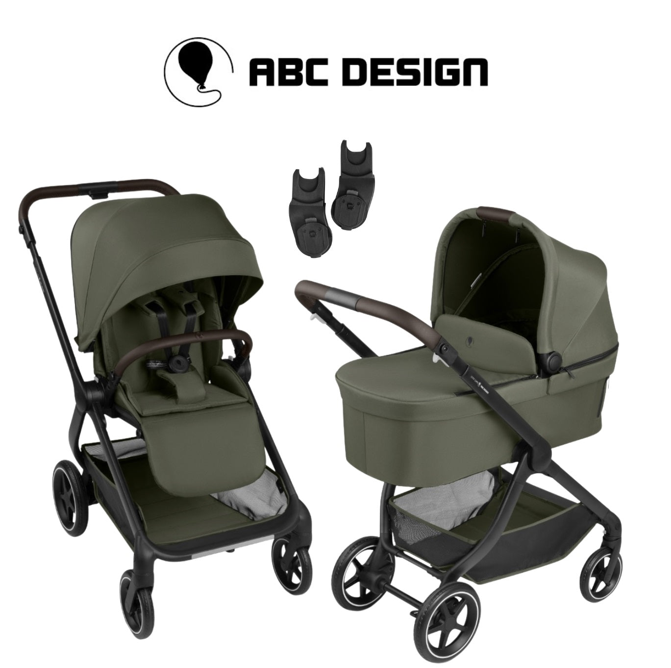 ABC Design City Life Kinderwagen Set mit Babywanne & Adapter avocado
