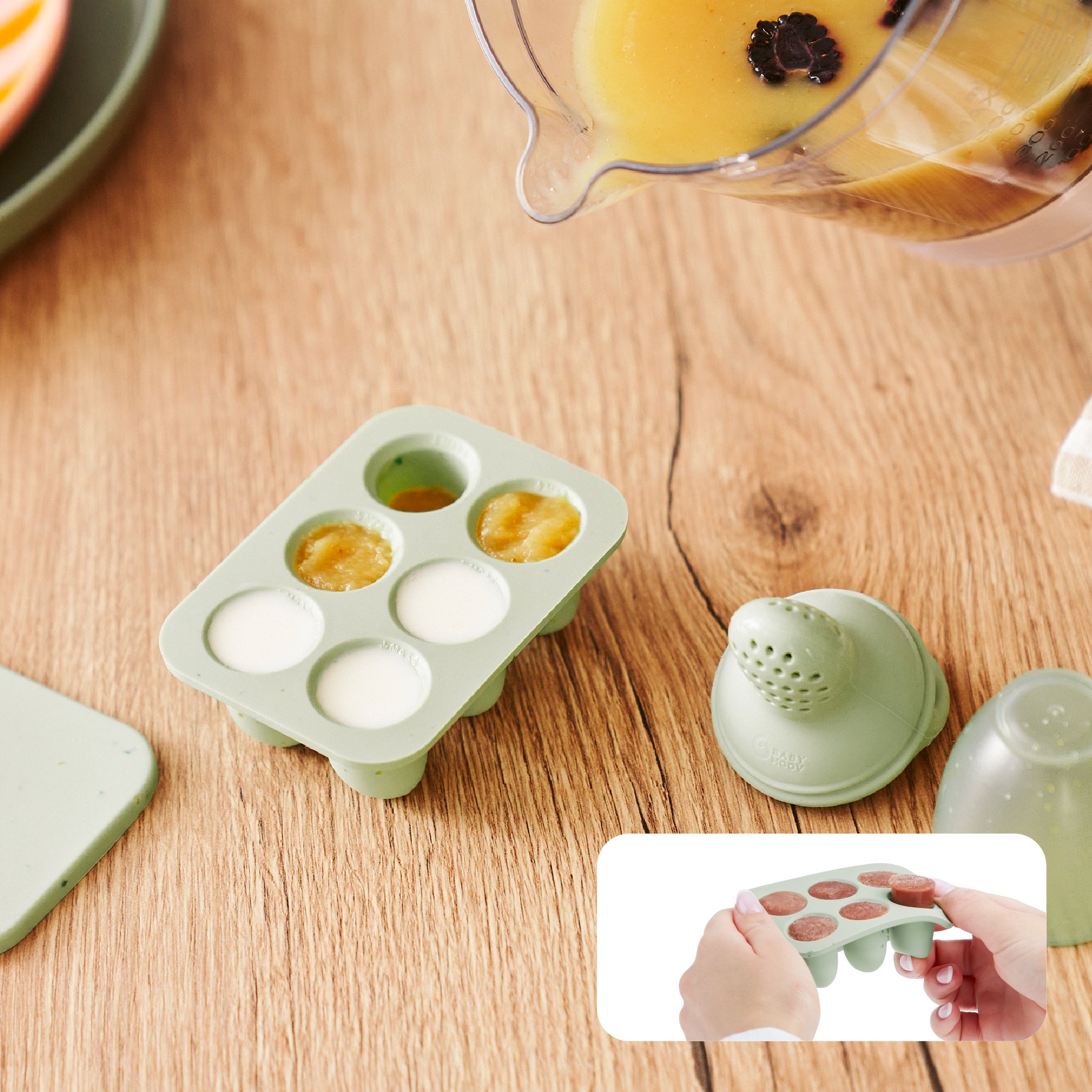 Babymoov Gefrierbehälter für Babybrei & Fruchtsauger Set