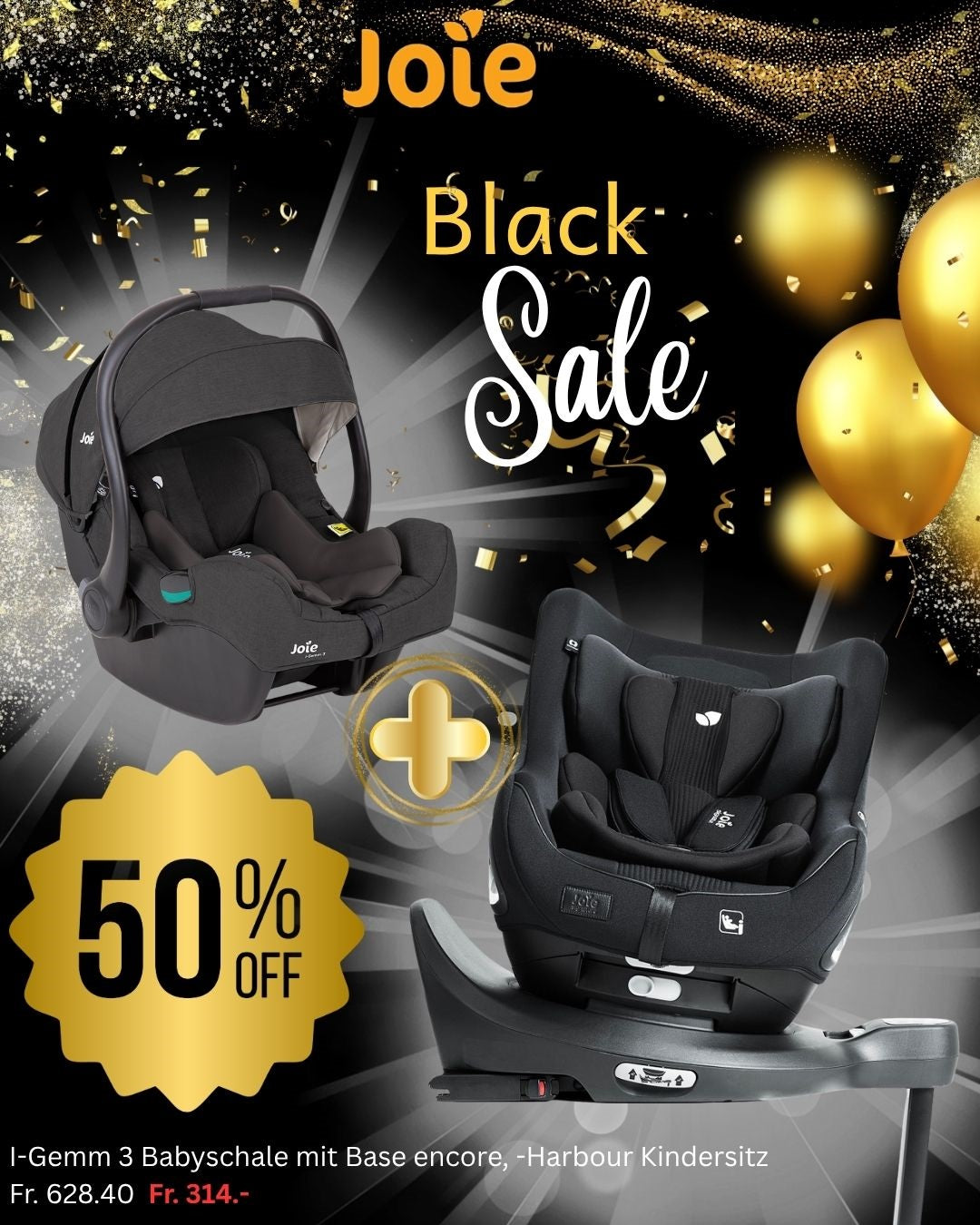 Joie Bundle i-Gemm mit i-Harbour Kindersitz, i-Base Encore *BLACKSALE*