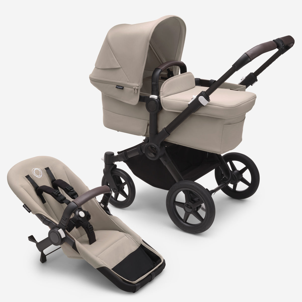 Bugaboo Donkey 5 Mono-Kinderwagen, komplett Schwarz/Wüstentaupe