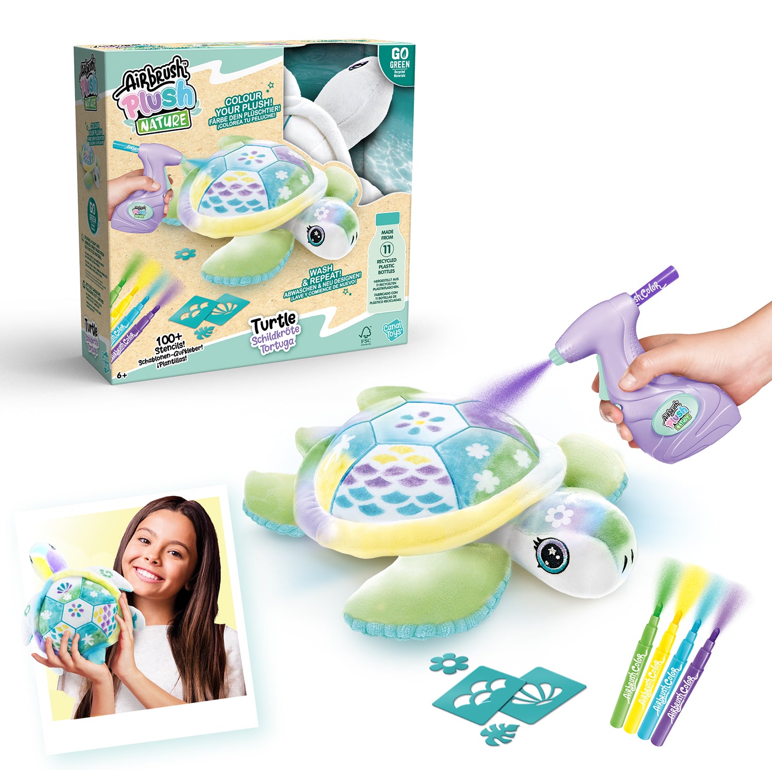 PAKA Airbrush Plush Nature - Green Turtle