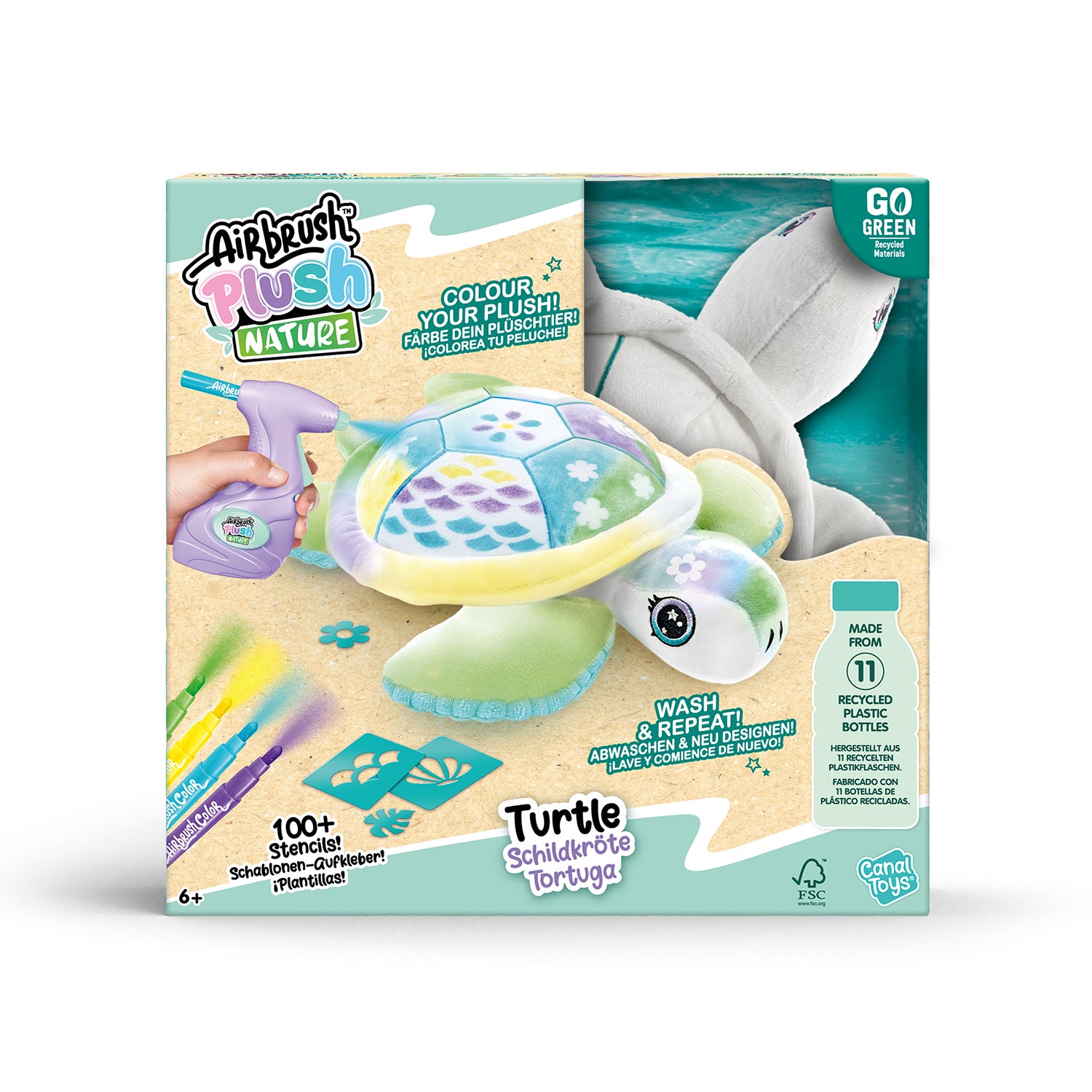 PAKA Airbrush Plush Nature - Green Turtle