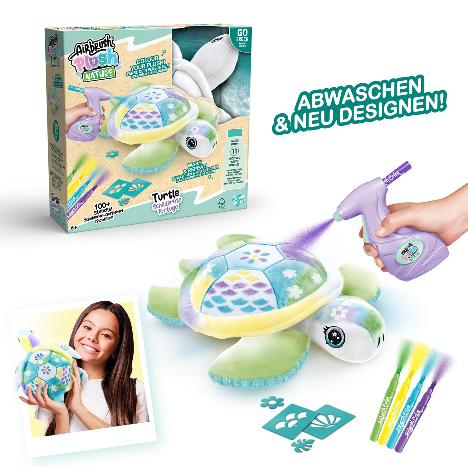 PAKA Airbrush Plush Nature - Green Turtle