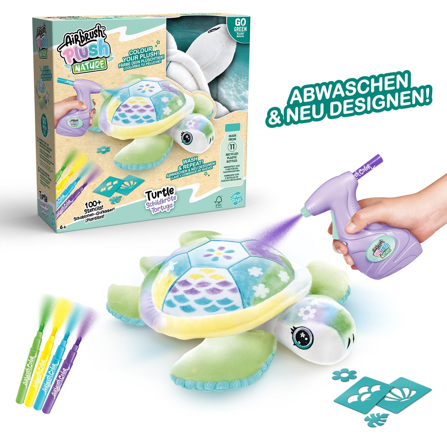 PAKA Airbrush Plush Nature - Green Turtle