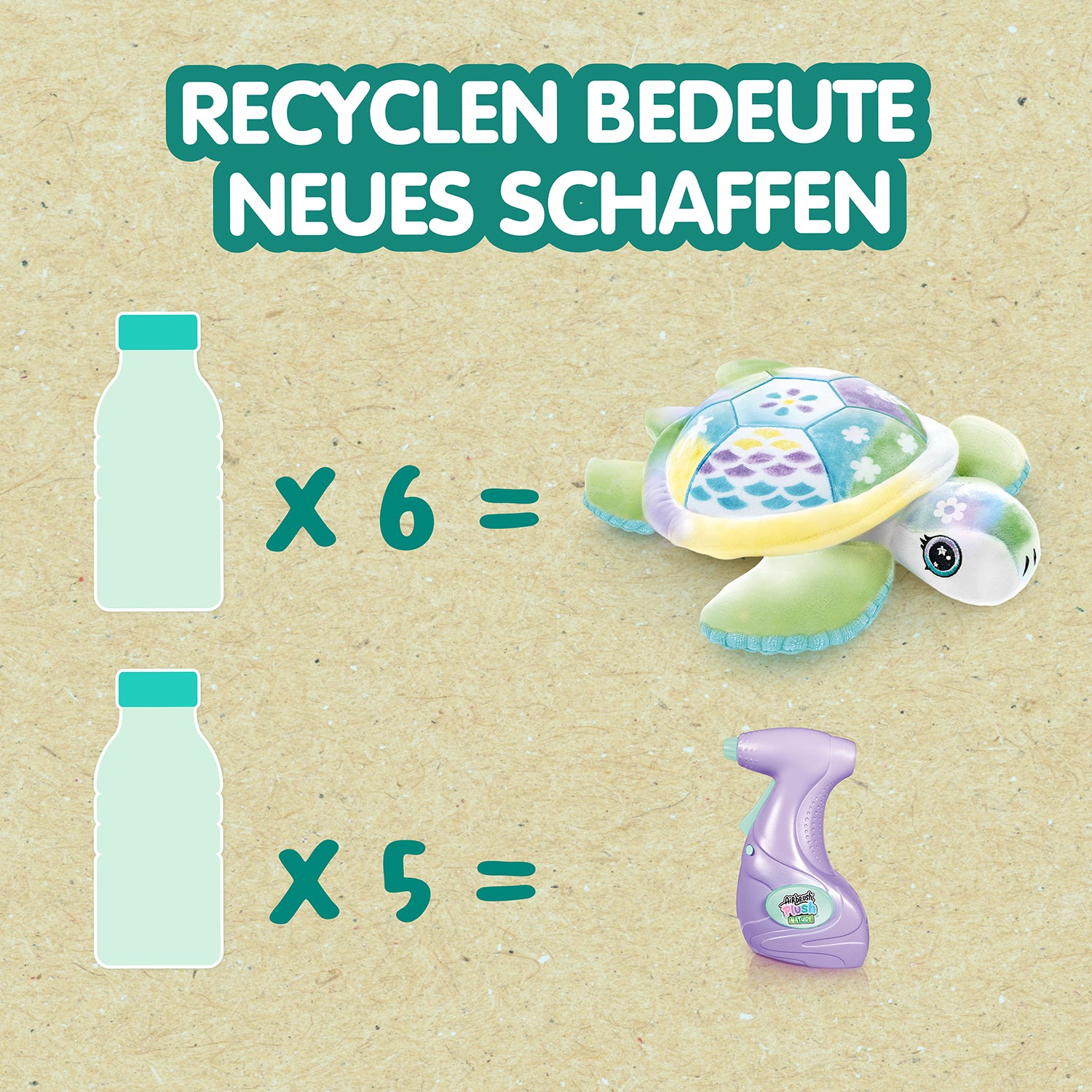 PAKA Airbrush Plush Nature - Green Turtle