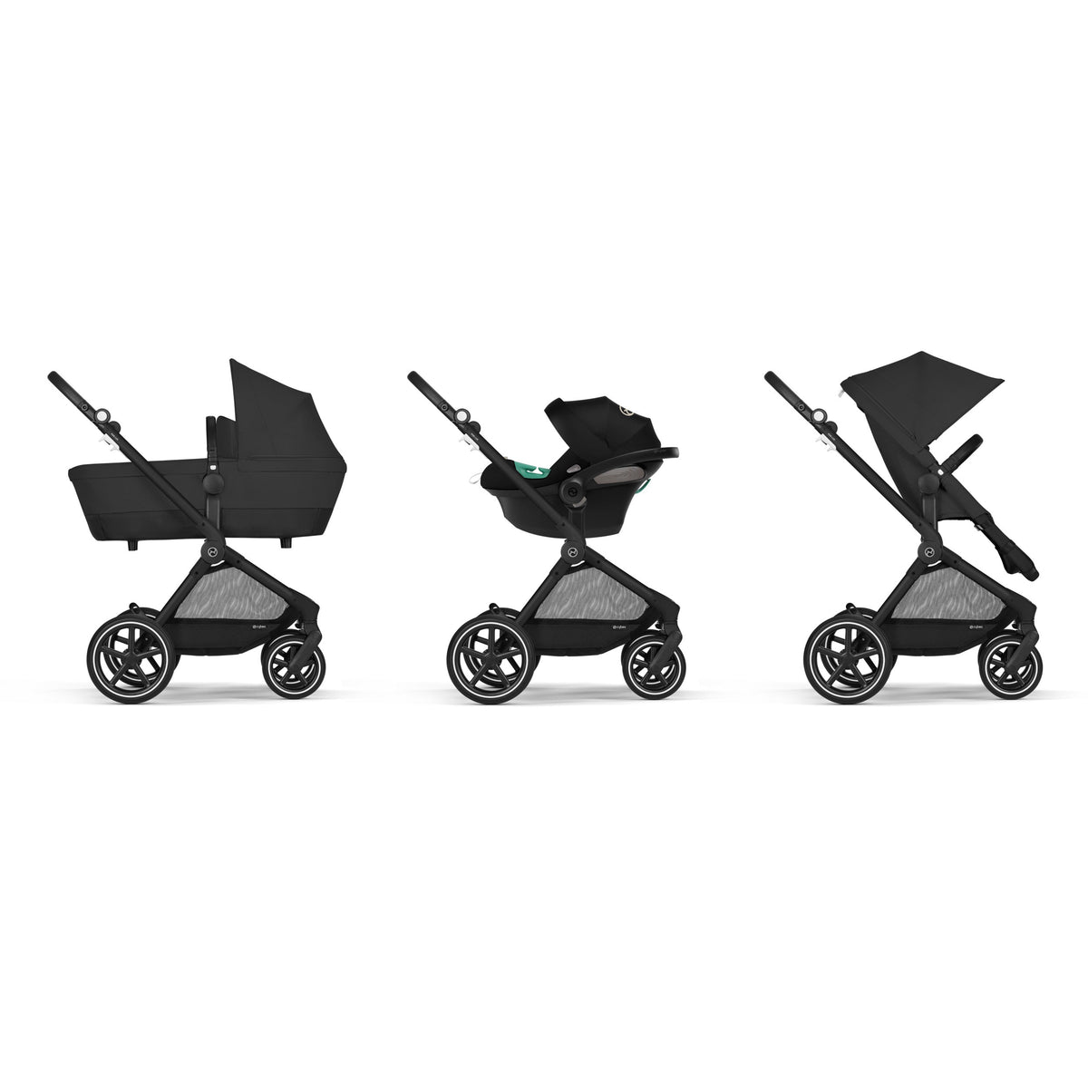 CYBEX EOS LUX Duo Kinderwagen 2 in 1 mit Babyschale Aton B2 i-Size MoonBlack *Sale*