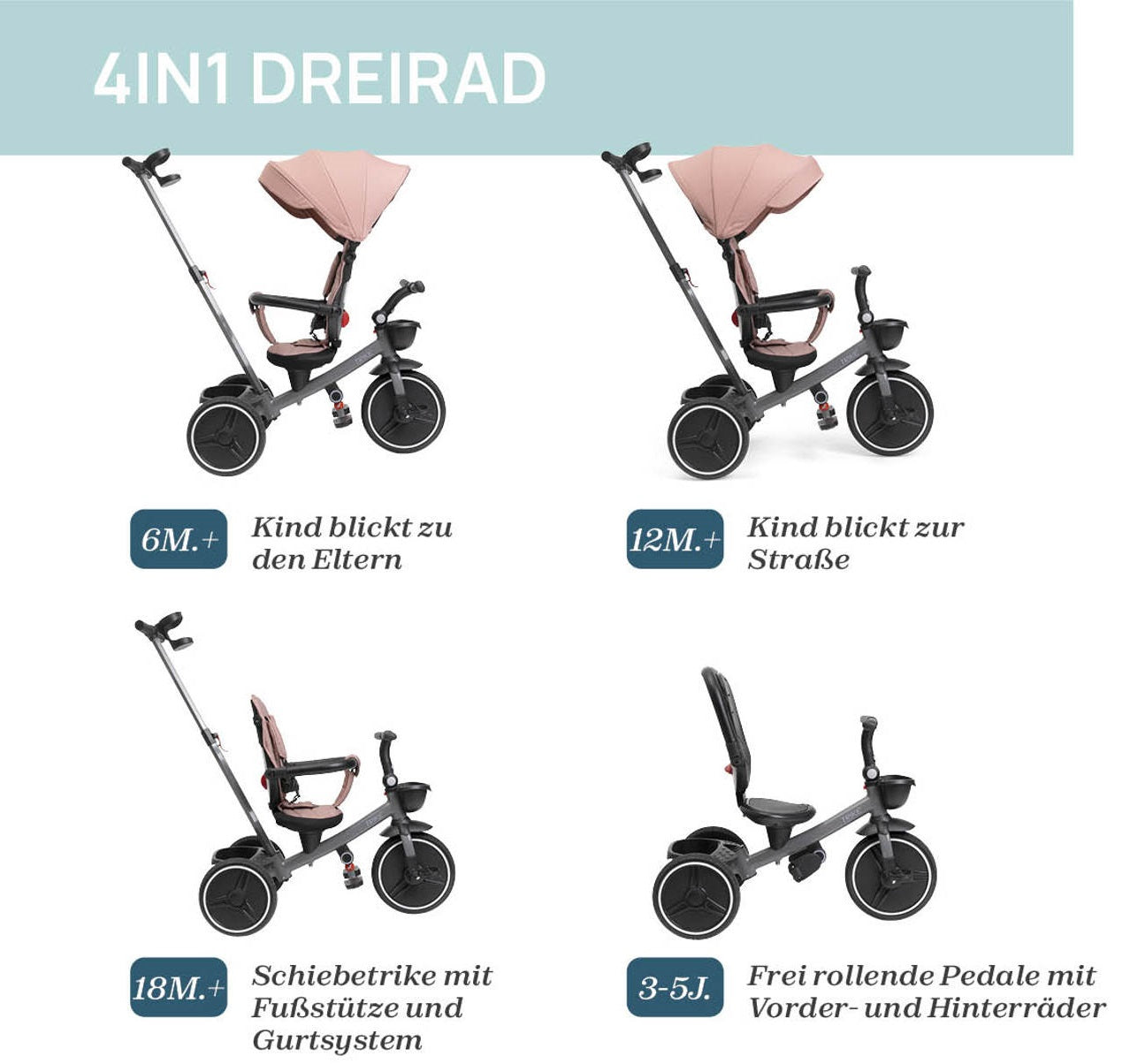 Chicco Trike 4in 1 Dreirad rosa